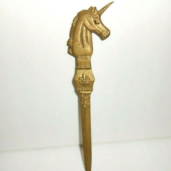 Vintage Office Vintage Brass Unicorn Art Deco Letter Opener 85